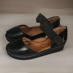 LAmour Des Pieds Sandals Womens 8.5 M Amadour Platform Mary Jane Black Leather